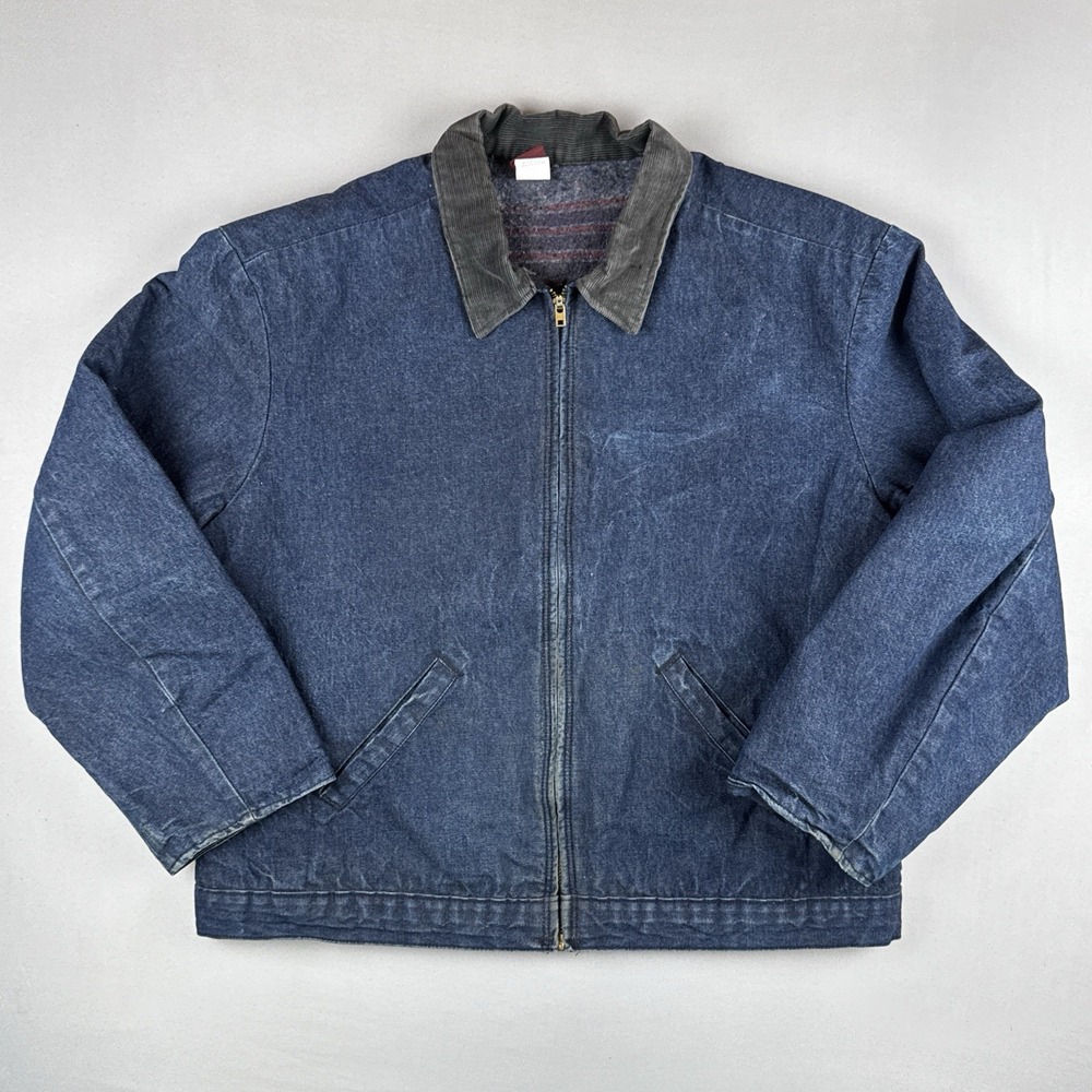 Vintage 80s Big Ben Blanket Lined Denim Jacket USA Talon Zip Workwear Mens 48 XL